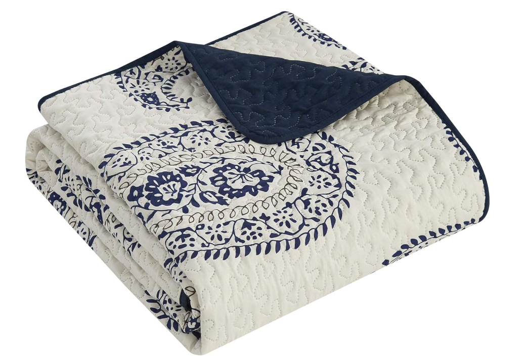 Safira  Twin 4 Piece Quilt Set Navy