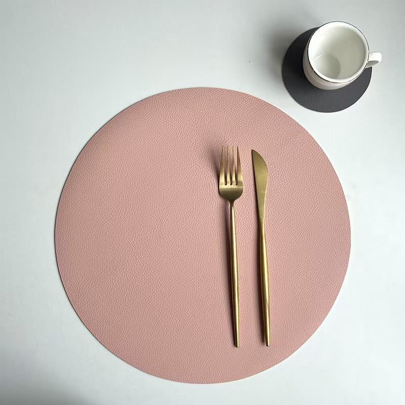 Dual-Color Leather Placemat and Coaster Set