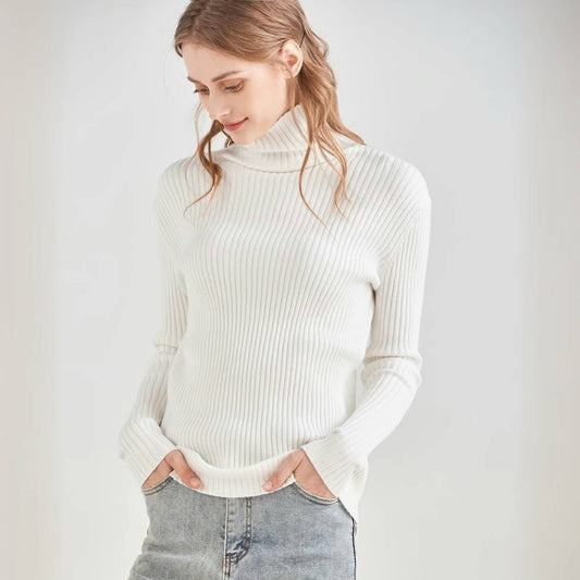 Ribbed Turtleneck Pullover Sweater