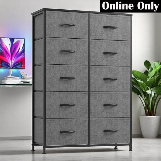 10 Drawer Tall Dresser for Bedroom Storage