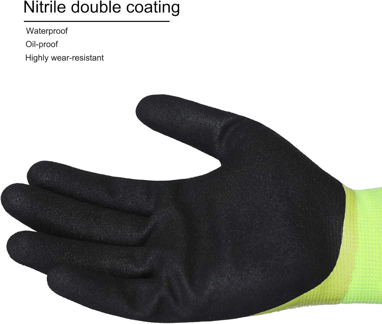 Safety Work Gloves - Double Nitrile Coated Firm Grip (2nd Generation More Wear-resistant), Oil-resistant