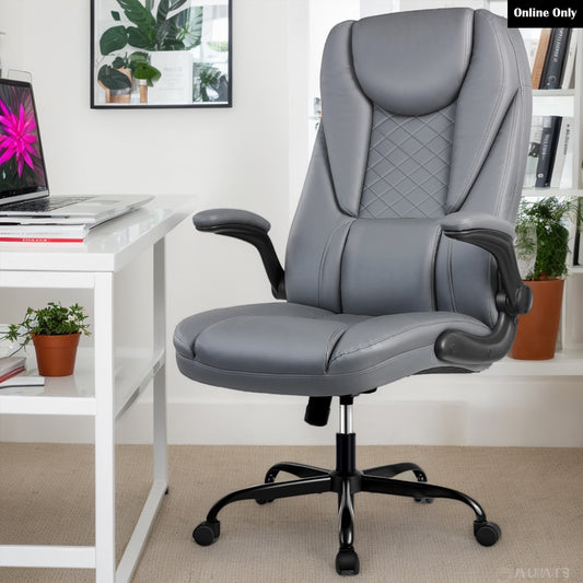 Ergonomic Leather Office Chair High Back