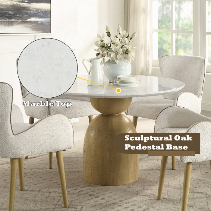 Kale Round Dining Table w/Marble Top