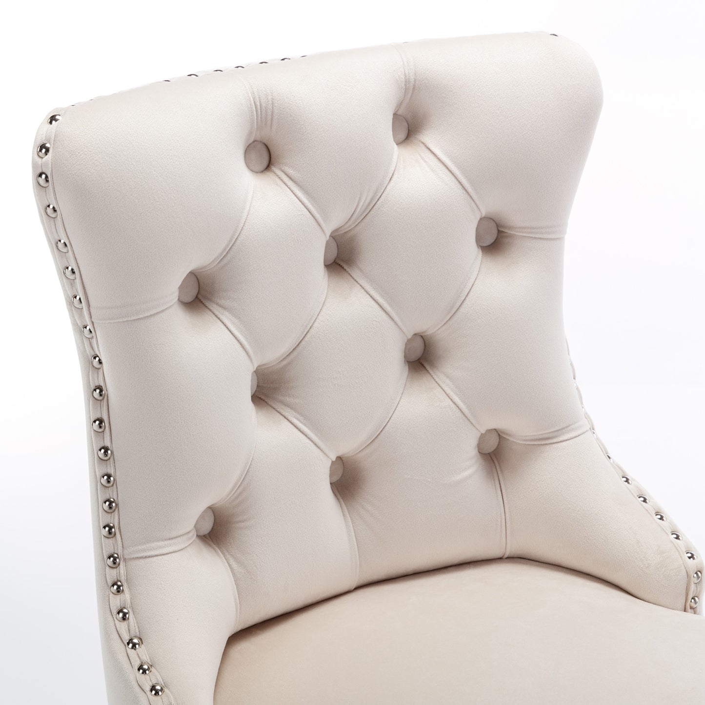 Velvet Tufted Wingback Bar Stools with Chrome Base - Set of 2