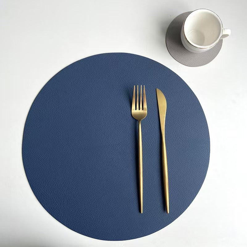 Dual-Color Leather Placemat and Coaster Set