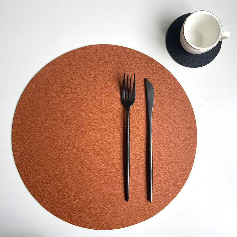 Dual-Color Leather Placemat and Coaster Set