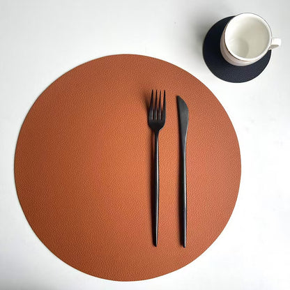 Dual-Color Leather Placemat and Coaster Set - Futu With . . .