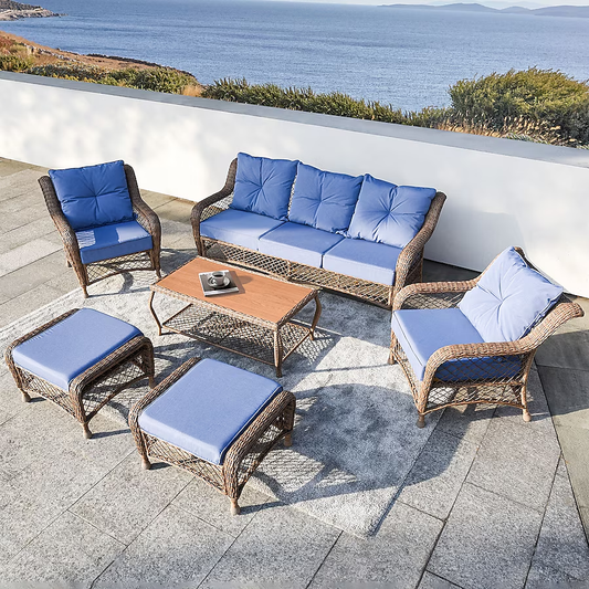 6 -Piece Wicker Patio Sofa Set with Coffee Table