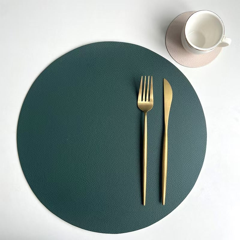 Dual-Color Leather Placemat and Coaster Set