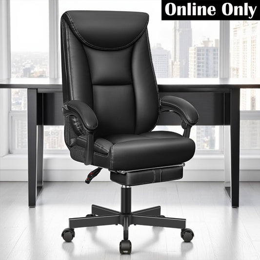 Ergonomic Leather Office Chair with Footrest