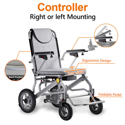 Lightweight Foldable Power Wheelchair with 2 Batteries