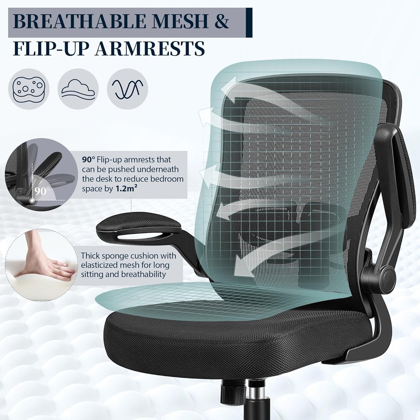 Ergonomic Mesh Office Chair with Flip Up Arms