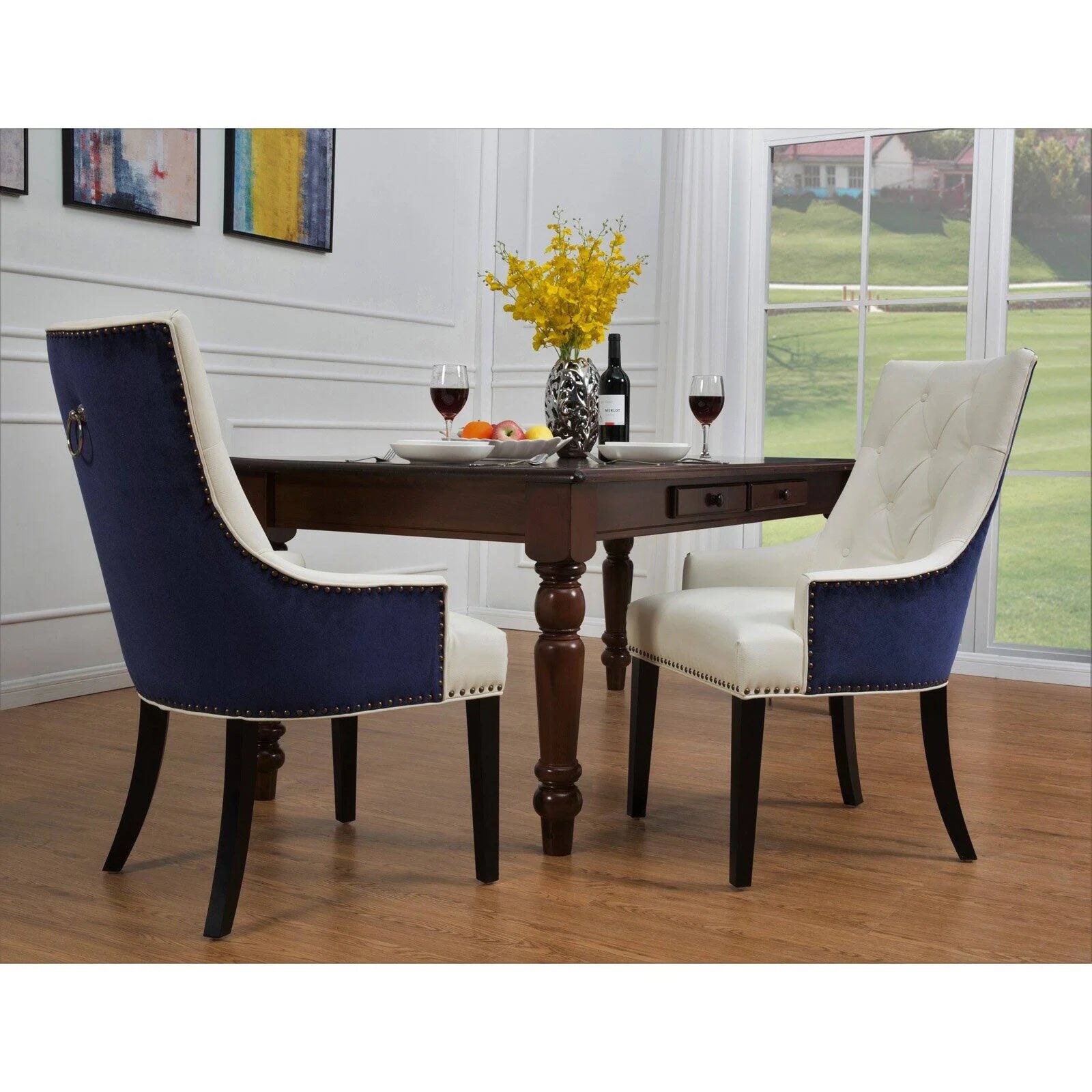 Gideon PU Leather Velvet Dining Chair