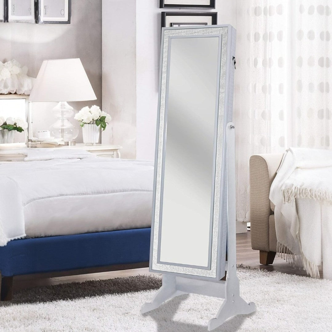 Glitzy Storage Armoire Cheval Mirror