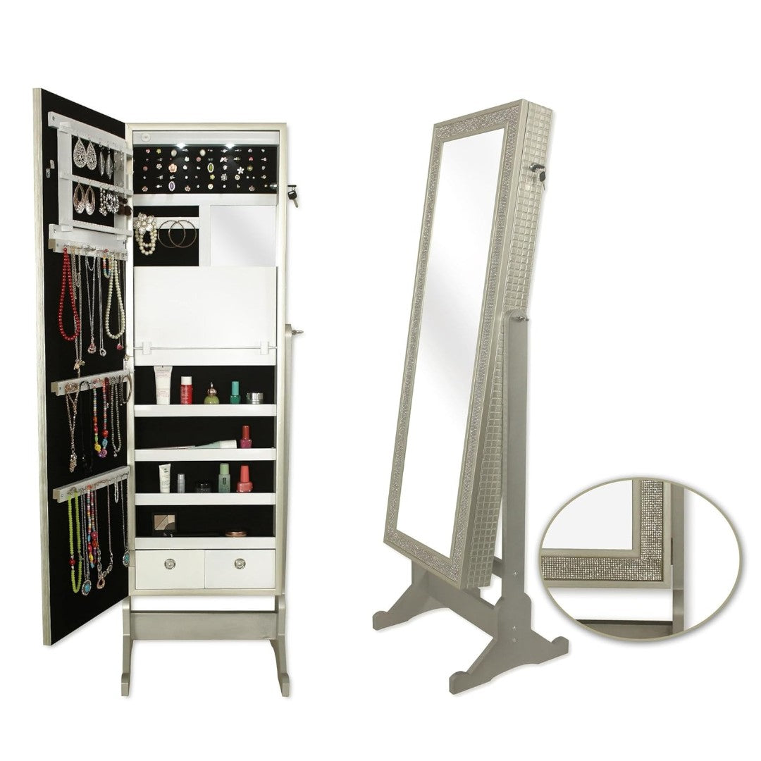 Glitzy Storage Armoire Cheval Mirror