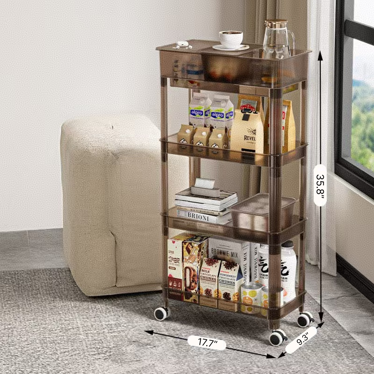 Transparent Rolling Utility Storage Cart