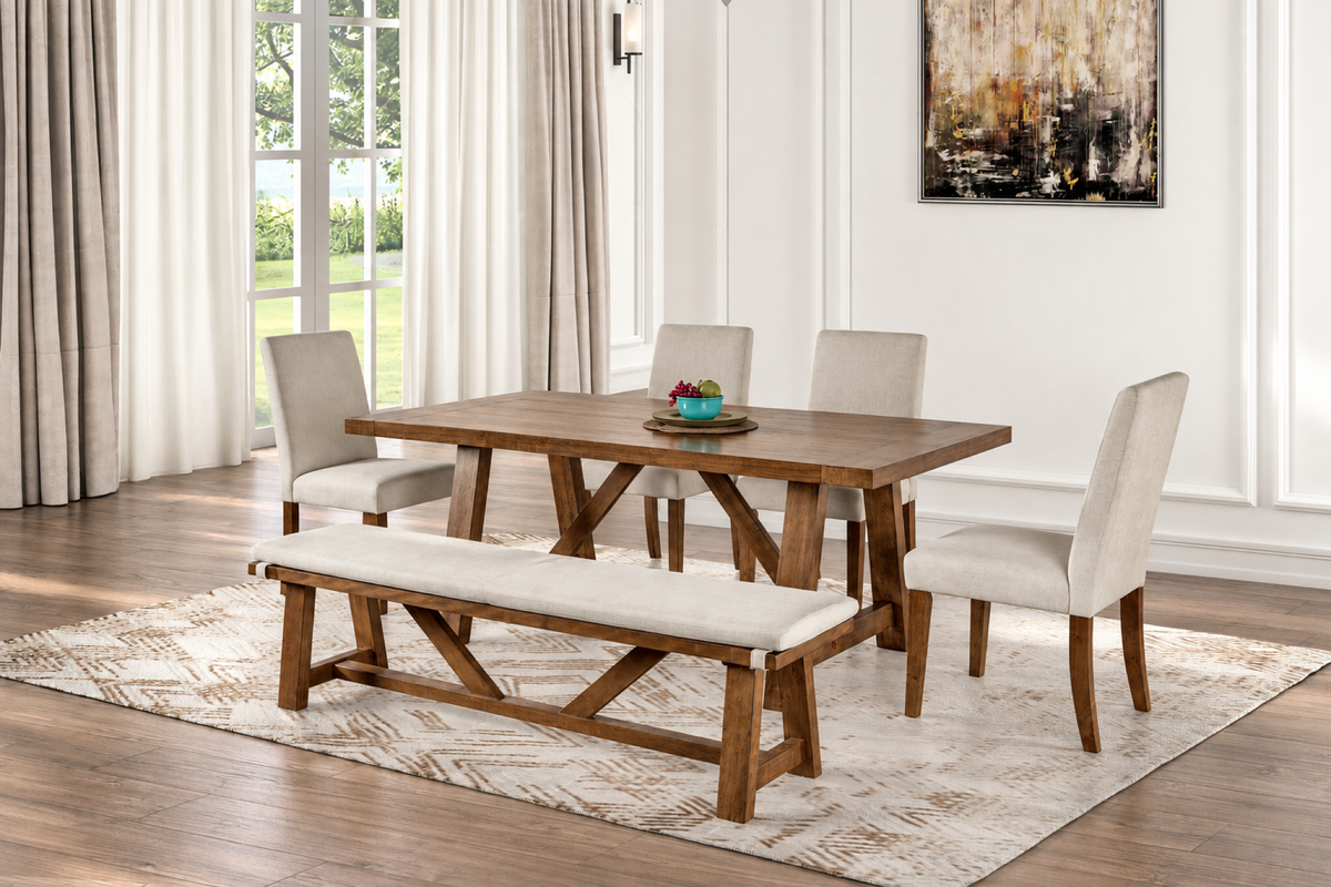 Losone Dining Set w/ Bench - 6pc