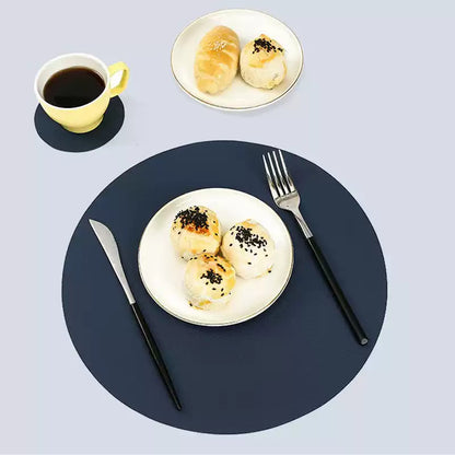 Dual-Color Leather Placemat and Coaster Set - Futu With . . .