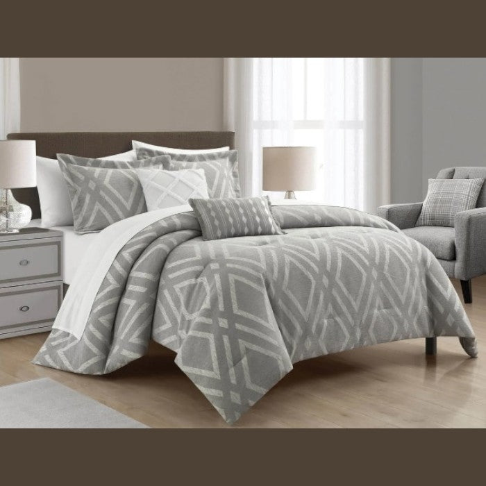 Priam 9-Piece Jacquard Comforter Set - King Size