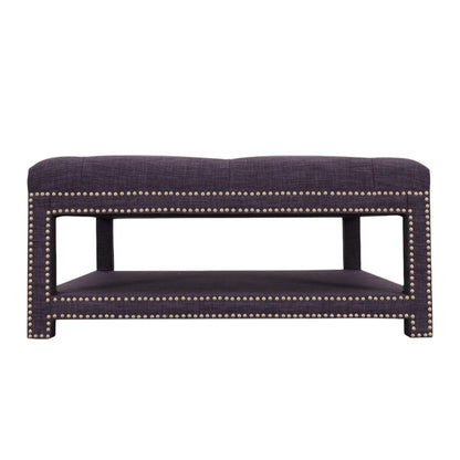 Quinn Coffee Table Ottoman 2-Layer Linen Bench - Futu With . . .