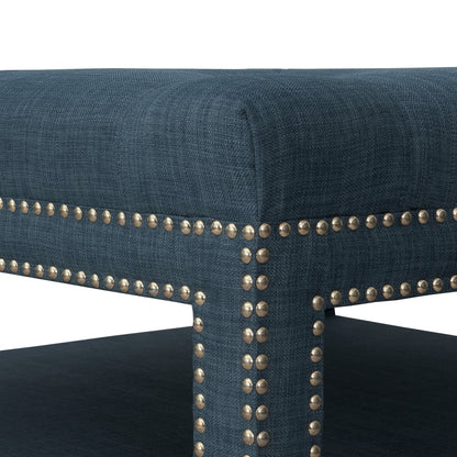 Quinn Coffee Table Ottoman 2-Layer Linen Bench - Futu With . . .