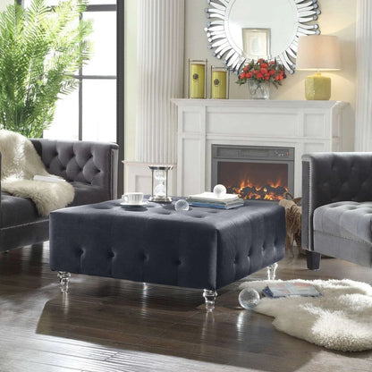 Samson Velvet Button Tufted Ottoman - Futu With . . .