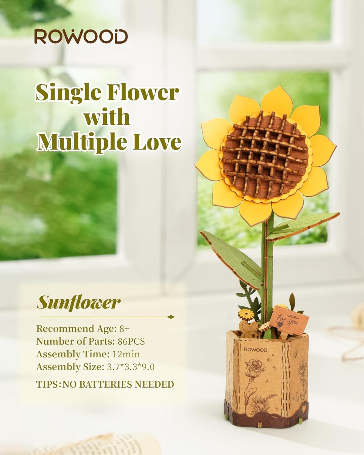 Sunflower (TW011) -Wooden Bloom Craft