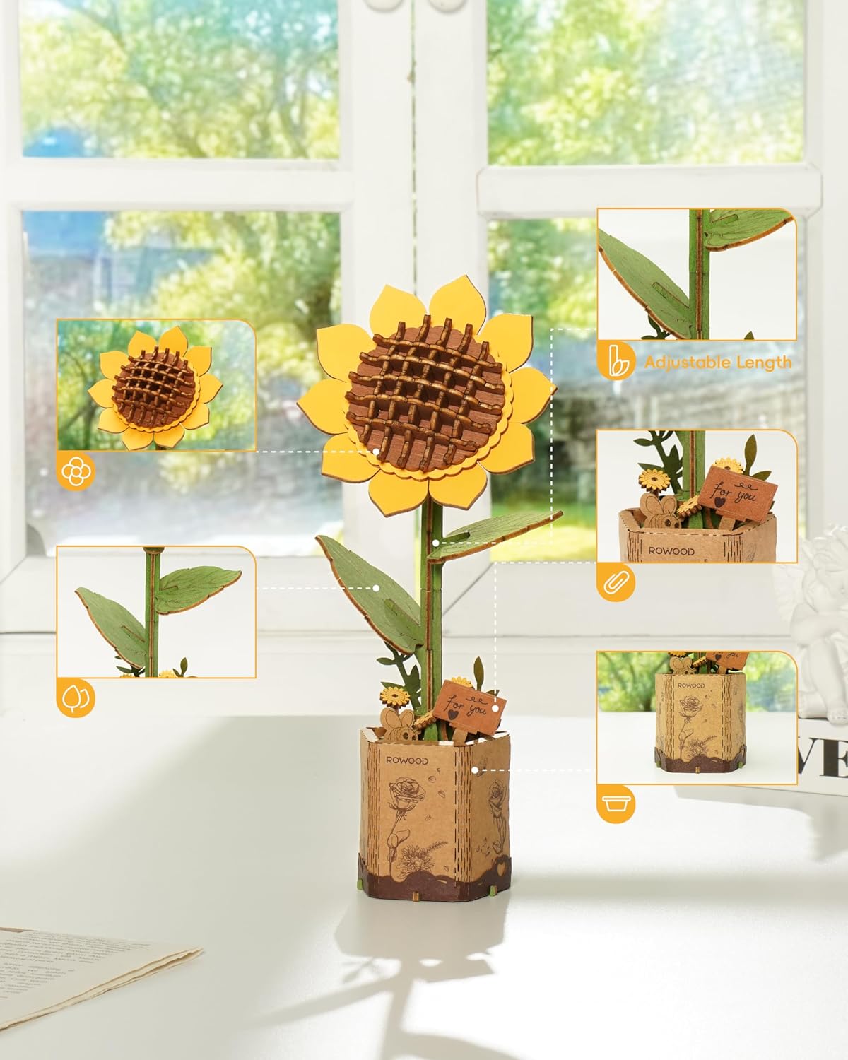 Sunflower (TW011) -Wooden Bloom Craft