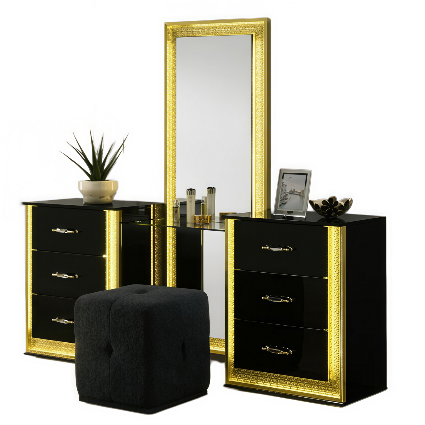 Hazaline  Black Vanity Set
