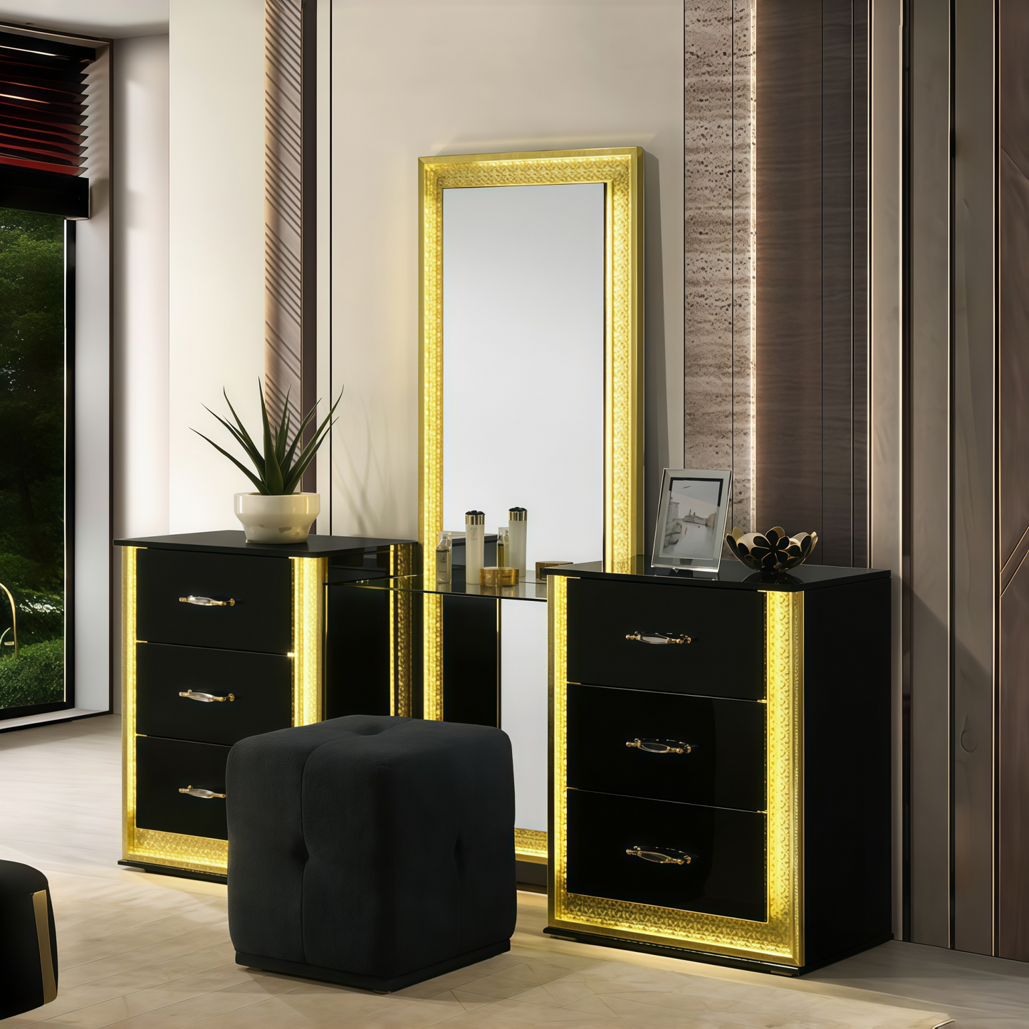 Hazaline  Black Vanity Set
