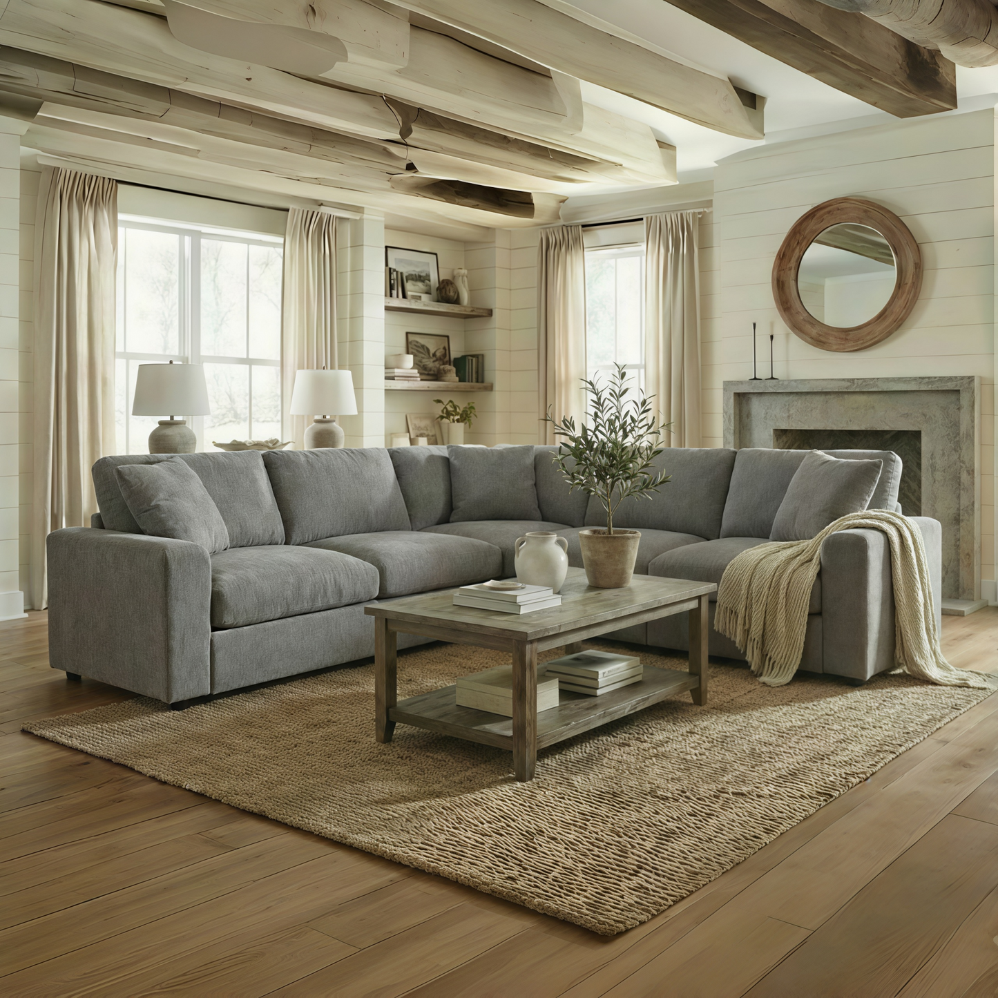 Crowl Light Gray Sectional Sofa