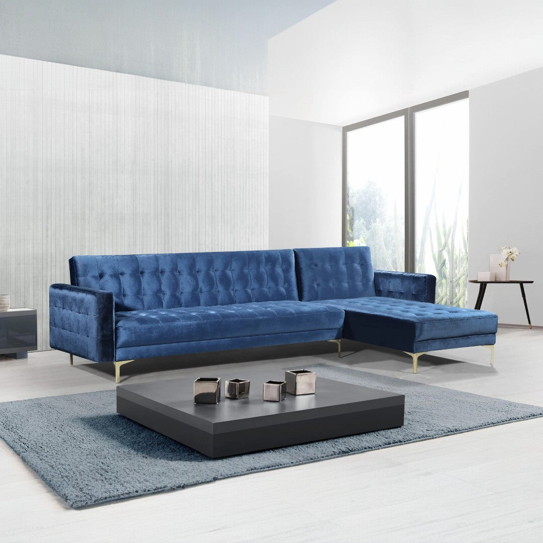 Amanadal Velvet Right Facing Sectional Sofa