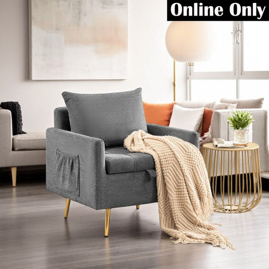 Linen Classic Armchair with Hidden Storage
