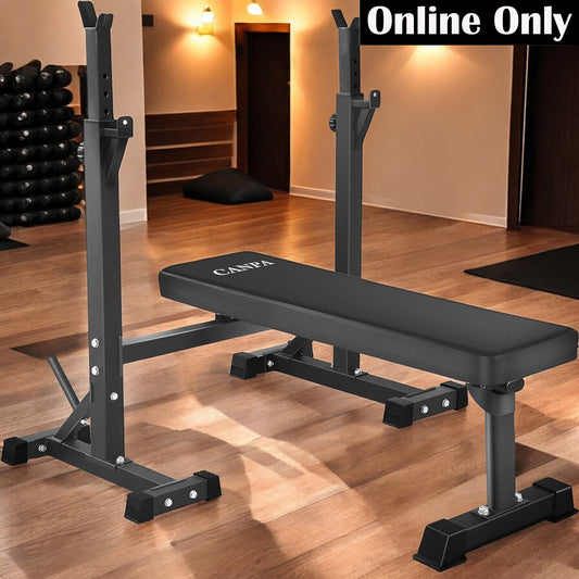 Foldable Weight Bench with Adjustable Squat Rack