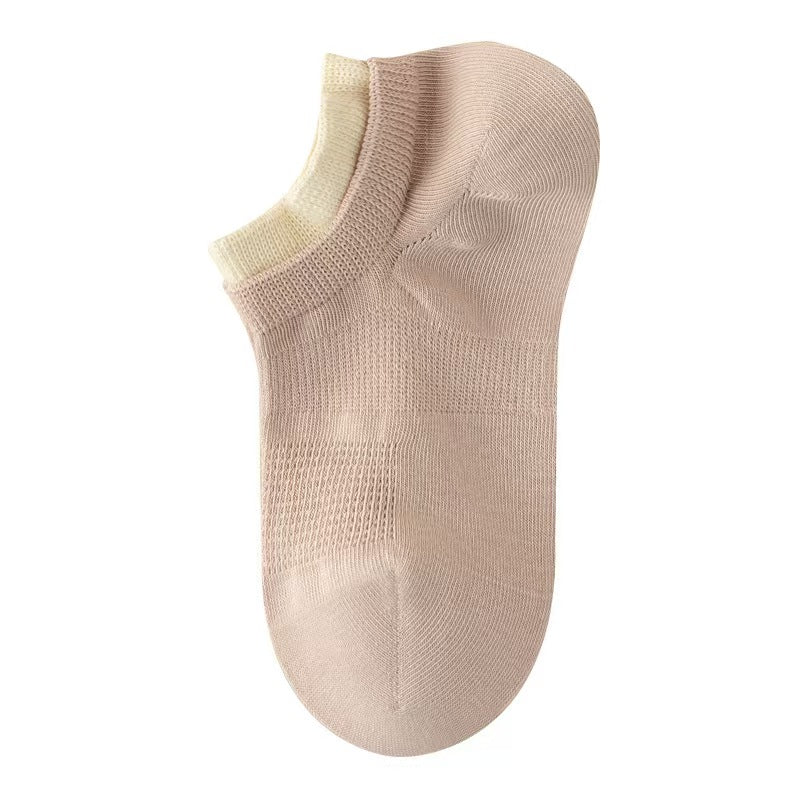 Women's Cotton Color-Block Low-Cut Socks - 4 Pairs (Random Colors)