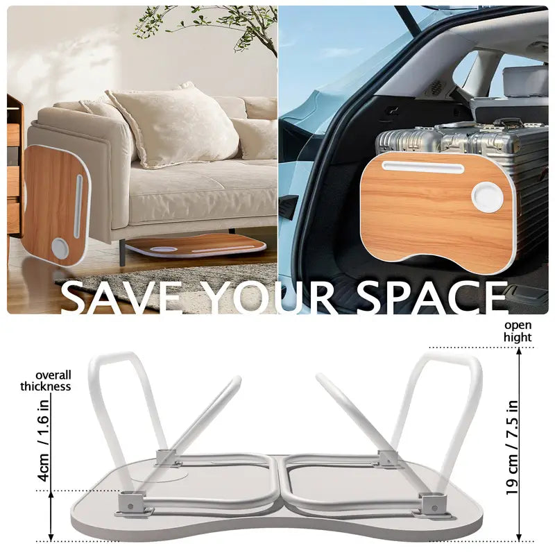 Save space with open height of 7.5" and folded thickness of 1.6"