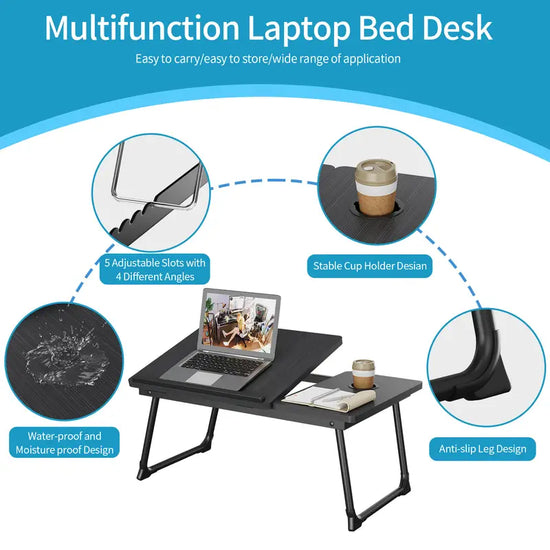 Foldable Lap Desk with Book Stand - Laptop Bed Tray
