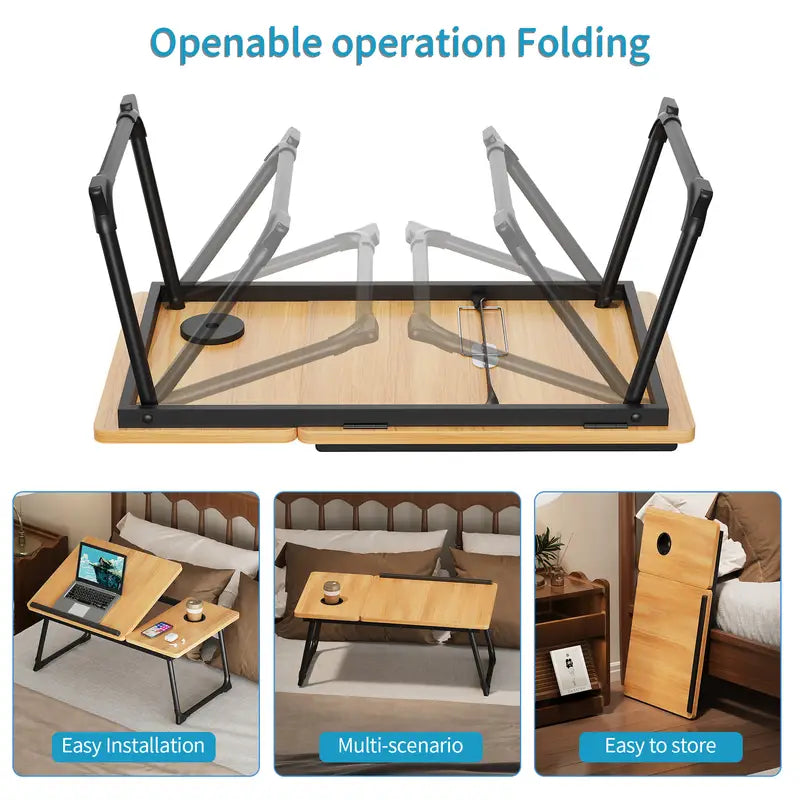 Foldable Lap Desk with Book Stand - Laptop Bed Tray