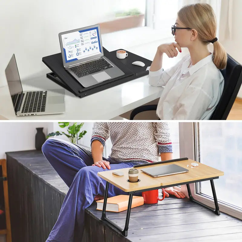 Foldable Lap Desk with Book Stand - Laptop Bed Tray
