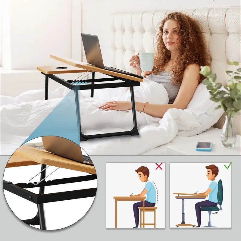 Foldable Lap Desk with Book Stand - Laptop Bed Tray