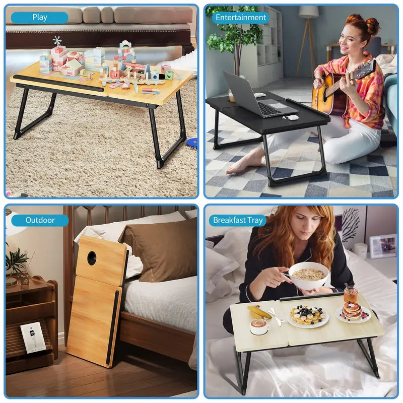 Foldable Lap Desk with Book Stand - Laptop Bed Tray