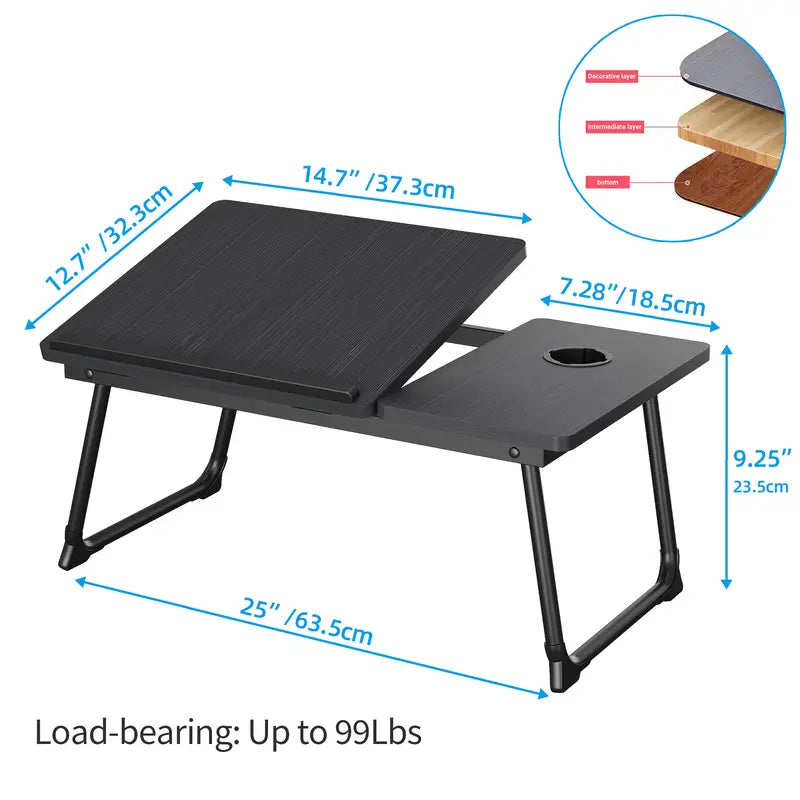 Foldable Lap Desk with Book Stand - Laptop Bed Tray
