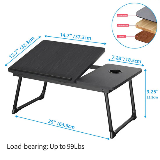 Foldable Lap Desk with Book Stand - Laptop Bed Tray