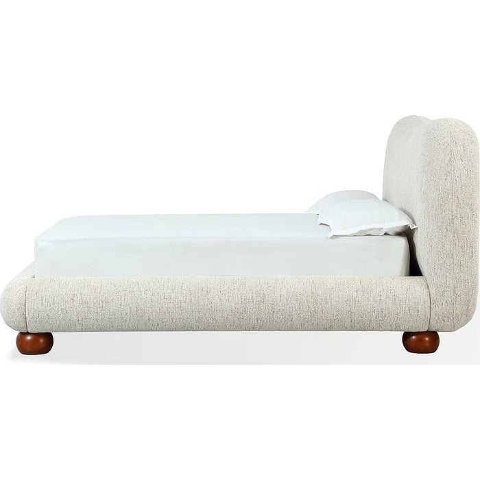 Afia Chenille Upholstered Wood Leg Platform Bed