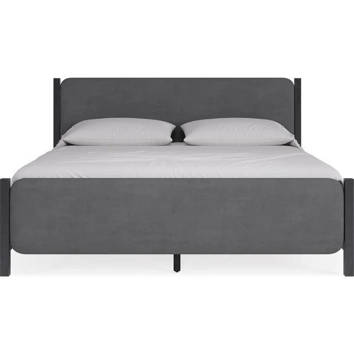 Elorin Wood and Velvet Upholstered Bed