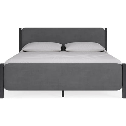 Elorin Wood and Velvet Upholstered Bed