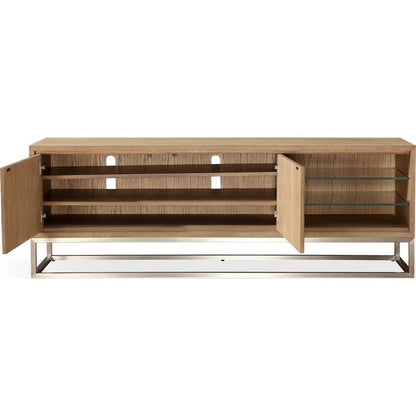 Ondine TV Console in Brushed Stainless Steel and Bisque