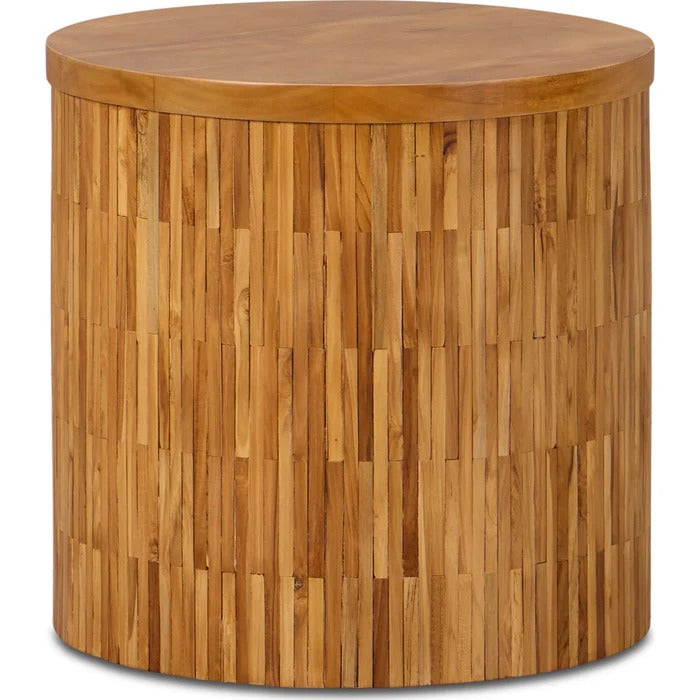 Ondine Round Wood Tile End Table