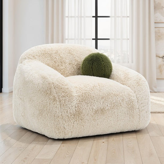 Dawna Fluffy Swivel Single Sofa - Beige
