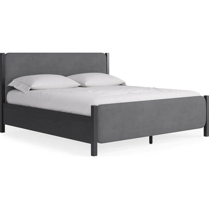 Elorin Wood and Velvet Upholstered Bed
